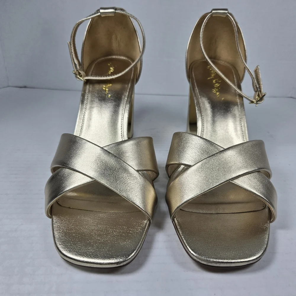 NEW with Defect Lilly Pulitzer Kendall Metallic Gold Strappy Heels Size 9.5M